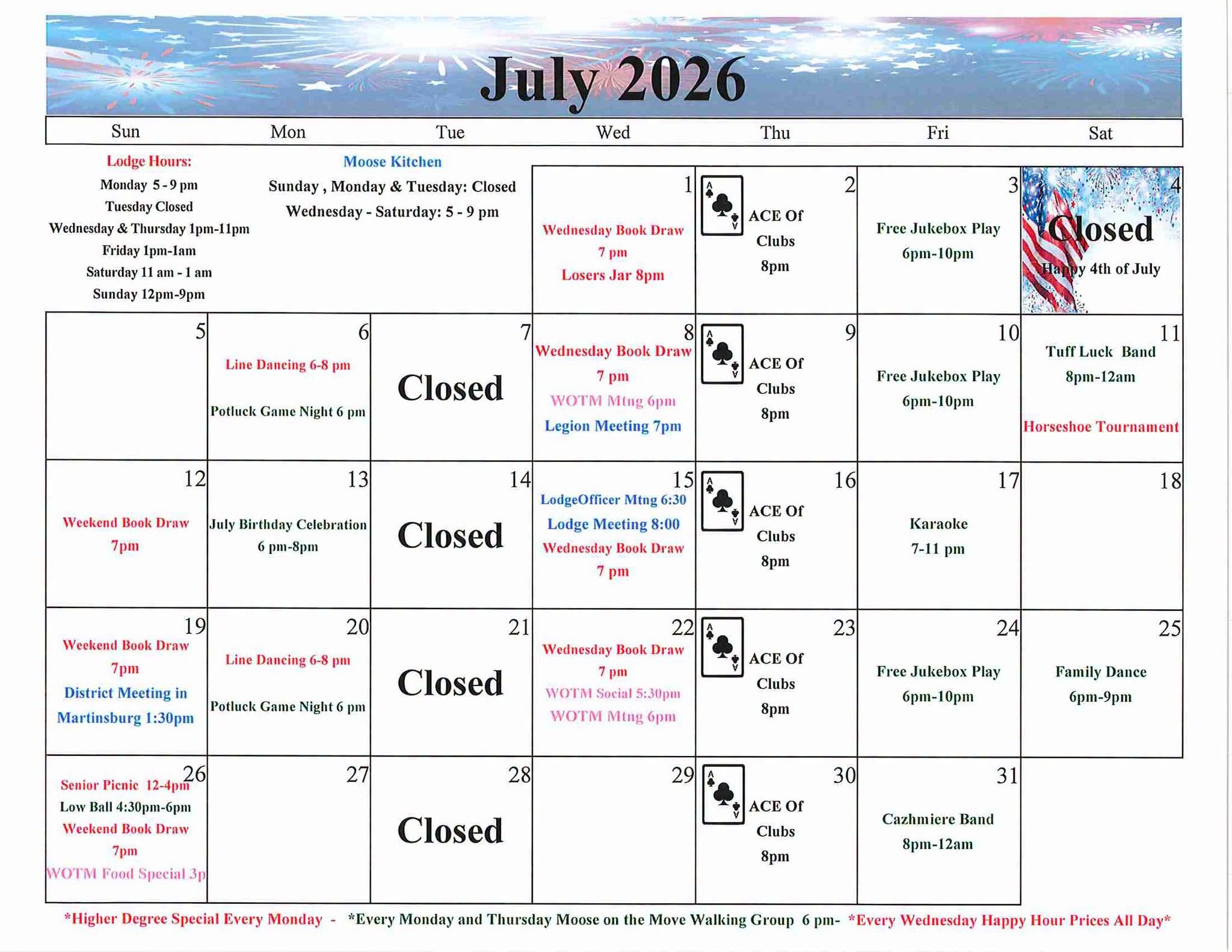 July Calendar